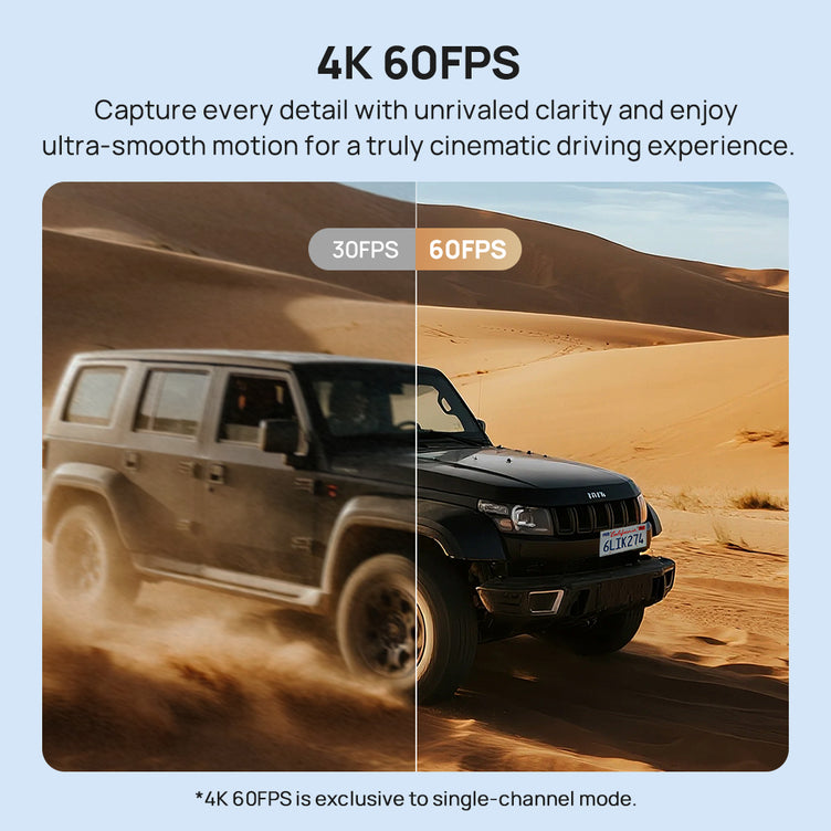 70mai Dash Cam 4K T800 3-Channel w/ Dual 4K, STARVIS 2 IMX678, HDR Night Vision, AI Detection, Emergency Record, 4G LTE & Supercapacitor