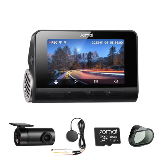 A810 Bundle: Front Cam + Rear Cam + Memory Card + Hardwire Kit + CPL Filter