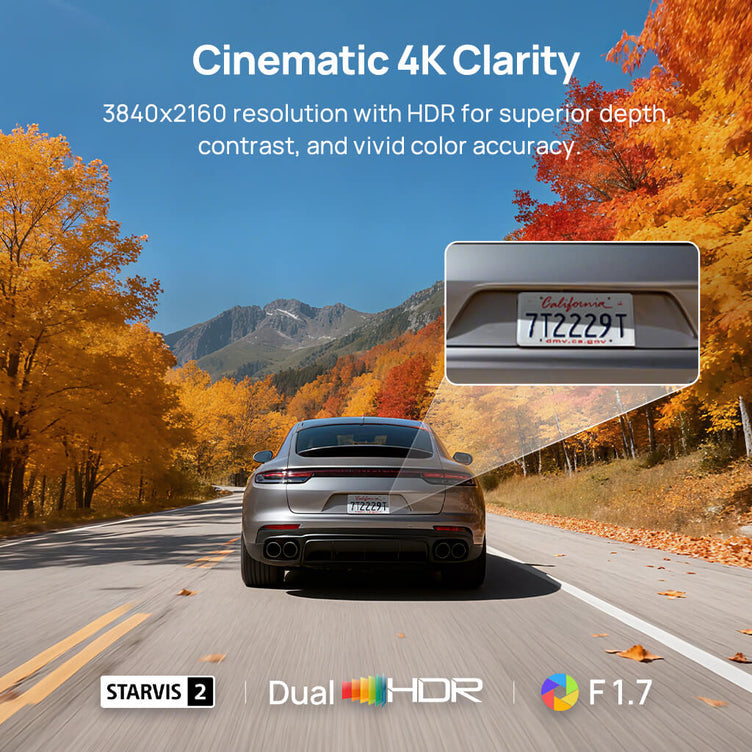 70mai Dash Cam 4K M800 with Built-In eMMC, Dual Sony STARVIS 2, HDR Recording, 4G LTE & Compact Design