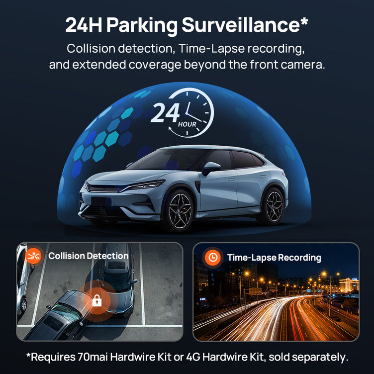 70mai Dash Cam 4K M800 with Built-In eMMC, Dual Sony STARVIS 2, HDR Recording, 4G LTE & Compact Design