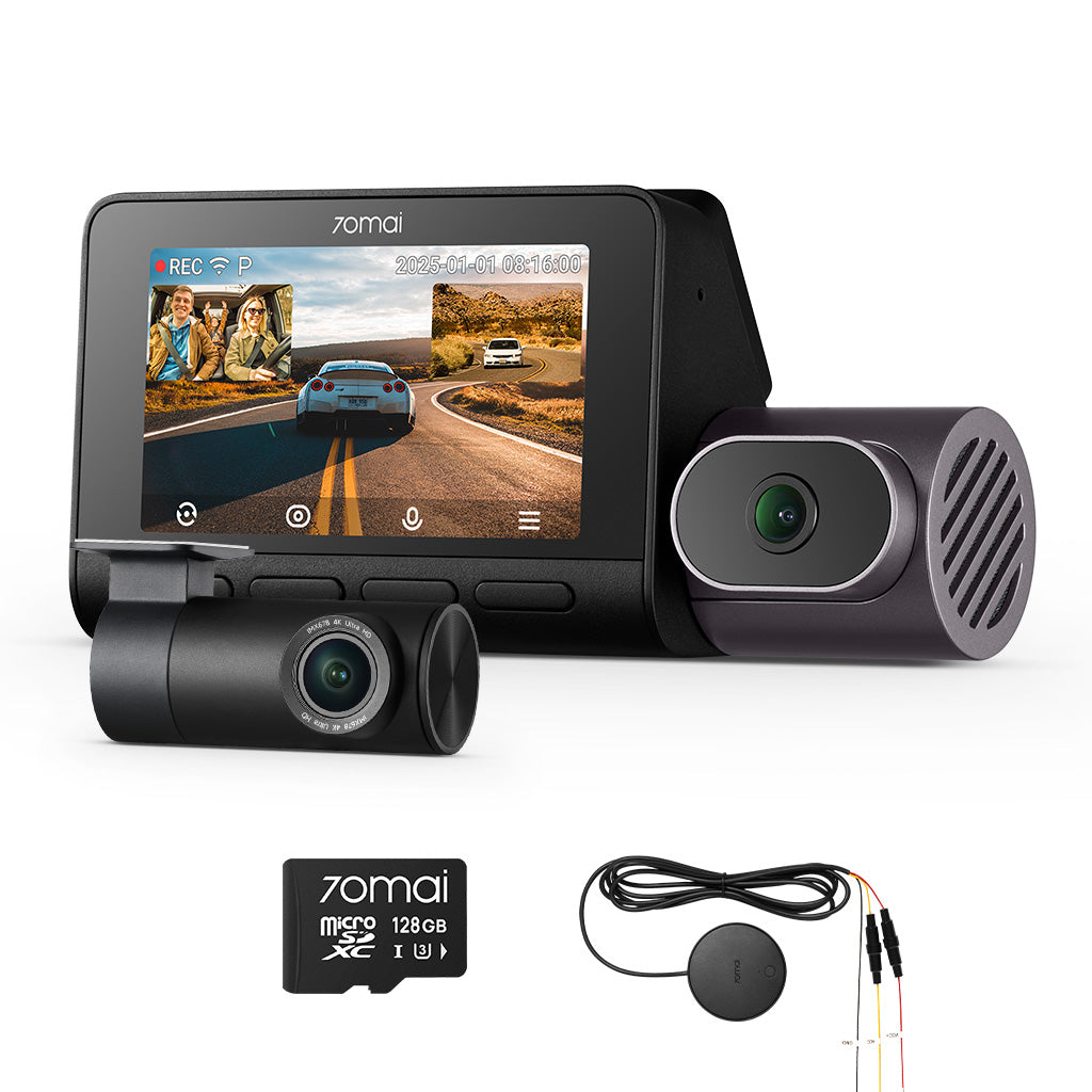 3-Channel Pro Setup: 4K T800 Front Cam + Rear Cam + Memory Card + Hardwire Kit