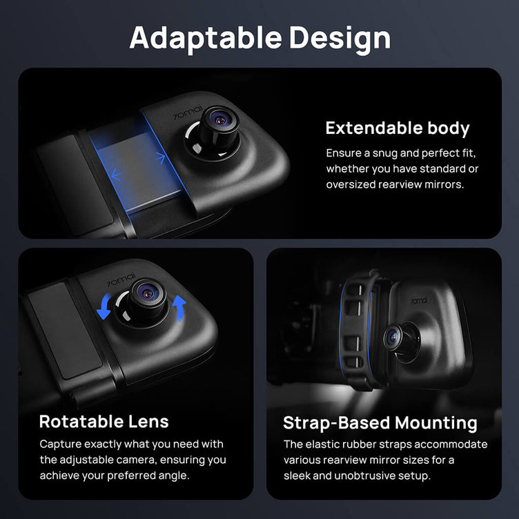 70mai Rearview Dash Cam S500 3K HDR with A 9-Inch Touch Screen & Super Capacitor
