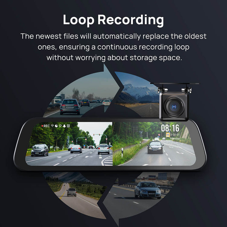 70mai Rearview Dash Cam S500 3K HDR with A 9-Inch Touch Screen & Super Capacitor