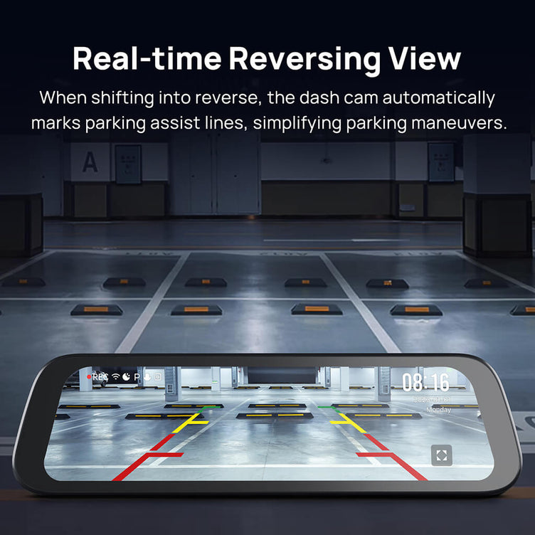 70mai Rearview Dash Cam S500 3K HDR with A 9-Inch Touch Screen & Super Capacitor