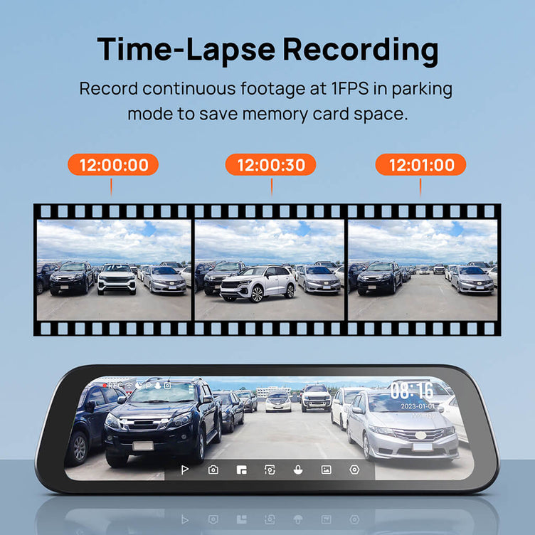 70mai Rearview Dash Cam S500 3K HDR with A 9-Inch Touch Screen & Super Capacitor