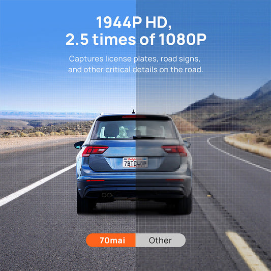 70mai Dash Cam A500S 2.7K HD with 2-Inch Screen & Dual-Channel Supported