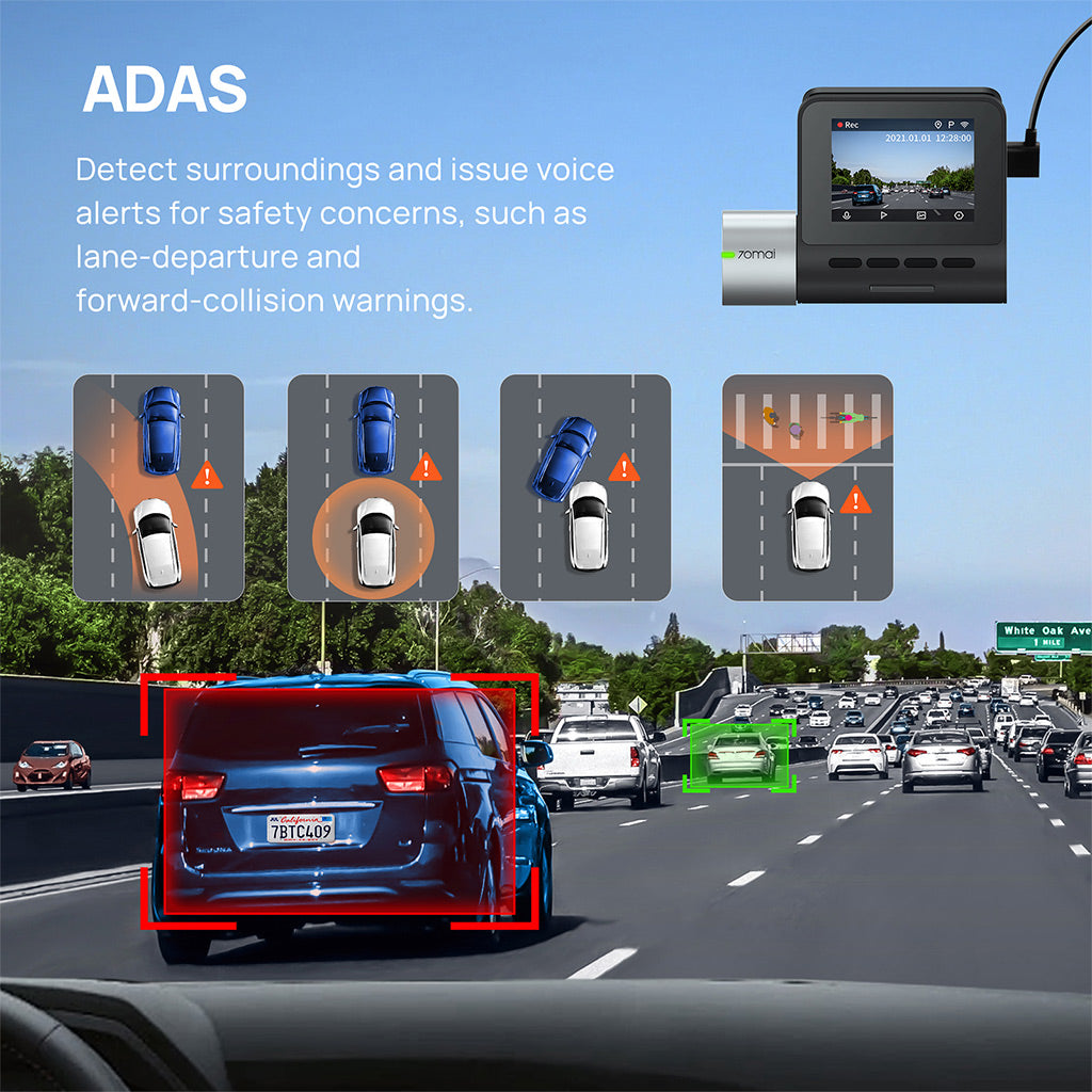 70mai Dash Cam A500S 2.7K HD with 2-Inch Screen & Dual-Channel Supported